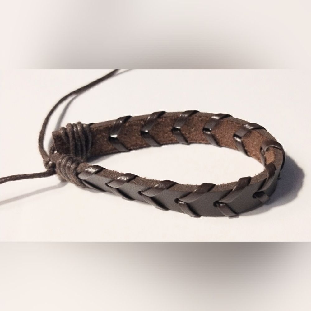 Men's‎ bracelet leather braided brown new d69